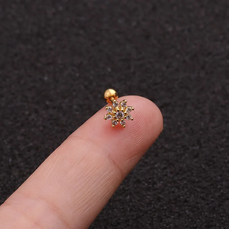 Серьги гвоздики из нержавеющей стали с фианитами Для Пирсинга Ушей Ювелирное