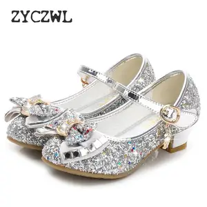 Туфли детские из искусственной кожи, на высоких каблуках, с бантом, для вечерние, От 3 до 14 лет