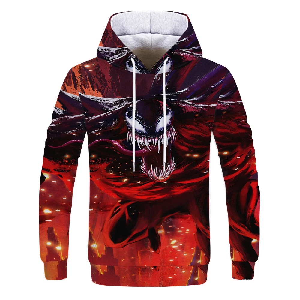 Best selling new popular Marvel movie venom 3D printed hoodies men's and women's hip hop pullover pocket jacket |