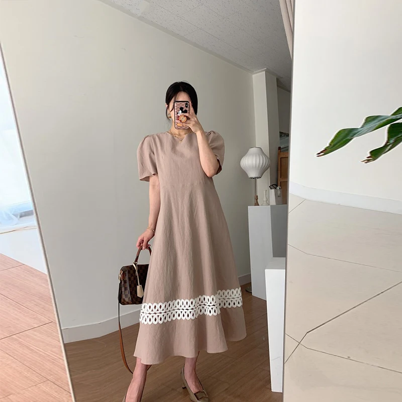 

pink woman dress V Neck High Waist Casual holiday dresses for women Short Sleeves Loose Fit long vestidos 2021