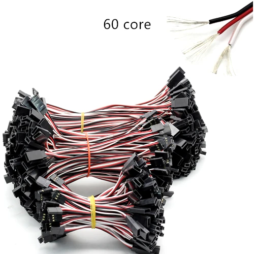 

100Pcs 40cm 3Ways 60 Core Filaments Parallel Joint DuPont Wire Extension Leads For Airplane Model Serve Motor Black-Red-White
