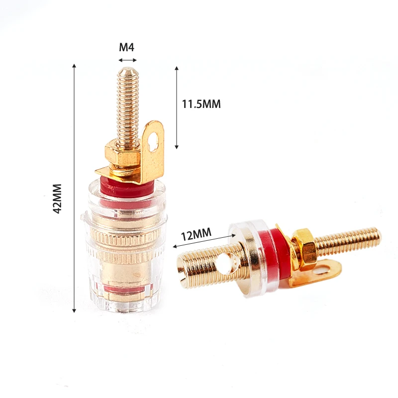 

1pcs 4mm Gold Plated Cable Terminals Binding Post Amplifier copper transparent shell Speaker Audio&Video Connector