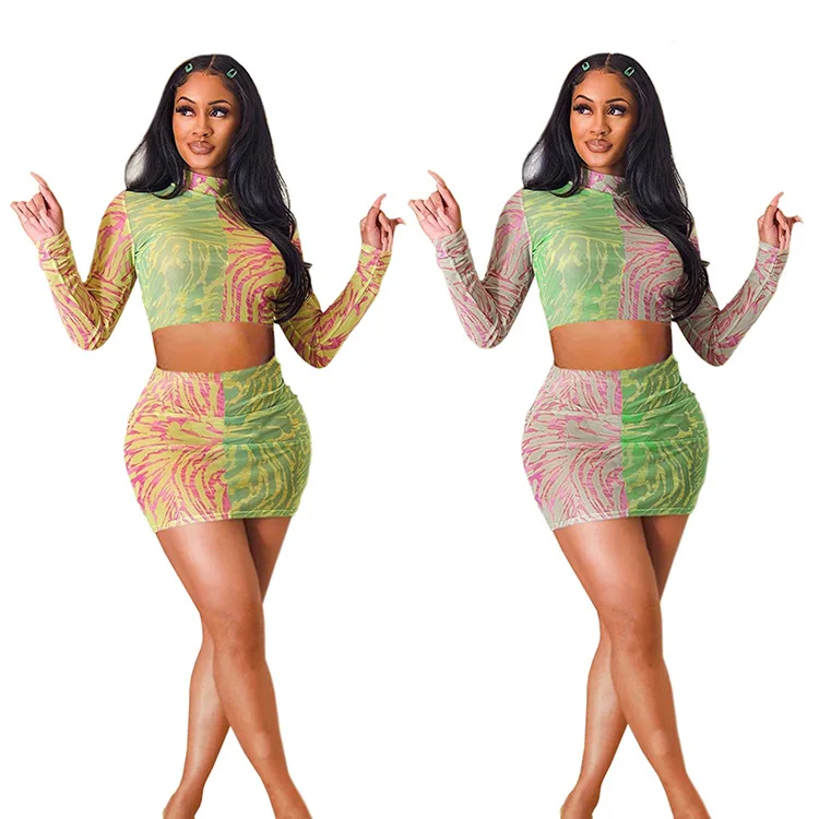 

two piece set women crop top conjuntos de mujer jogging femme womanskirtssaias mulher mujer faldas Sexy gothic print jupe longue