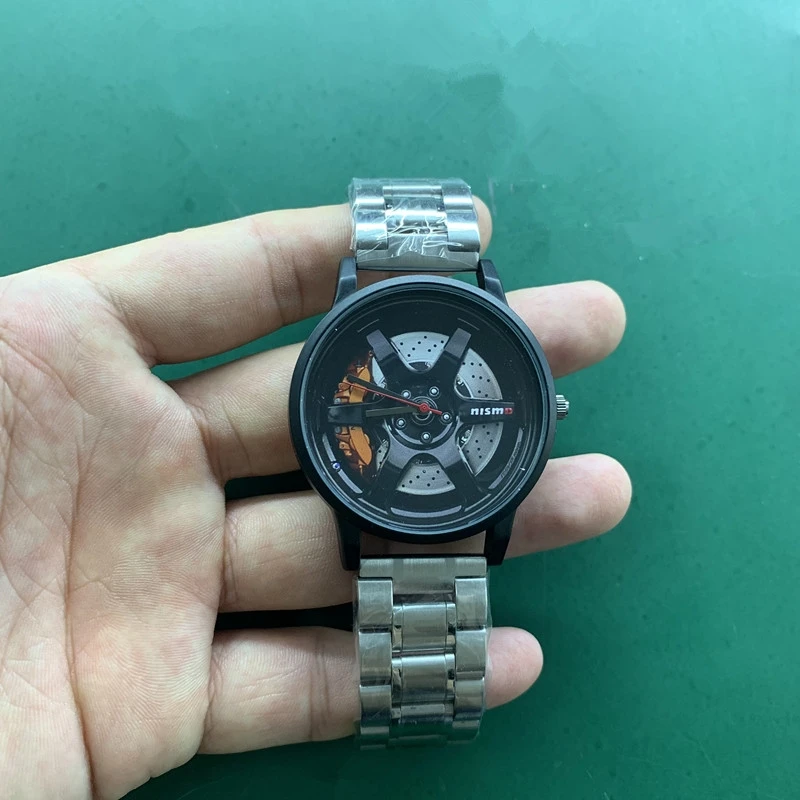 Silver Metal BSL996 спортивные автомобильные наручные часы с ободом, изготовленные на заказ, автомобильные наручные часы из нержавеющей стали, изготовленные на заказ, мужские часы с ободом колеса - Цвет: Silver Metal