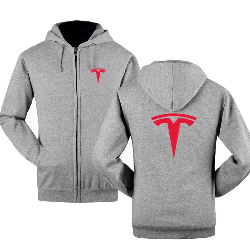 Осень зима Tesla логотип толстовка на молнии с капюшоном человек толстовки и