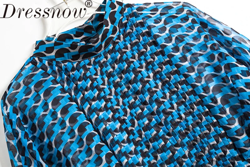 Dressnow, женское дизайнерское макси платье, для девушек, 3/4 рукав, геометрический принт, талия, с отверстиями, для праздника, повседневное, длинное, шифоновое