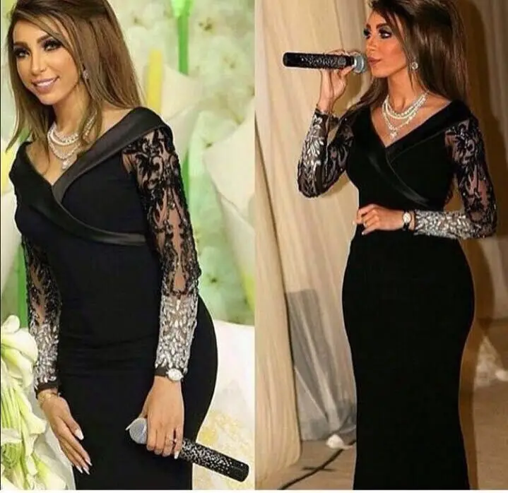 Black Mother of the Bride Dresses 2022 With long sleeve Evening party gown Beadings Sexy lace Prom Gown | Свадьбы и торжества