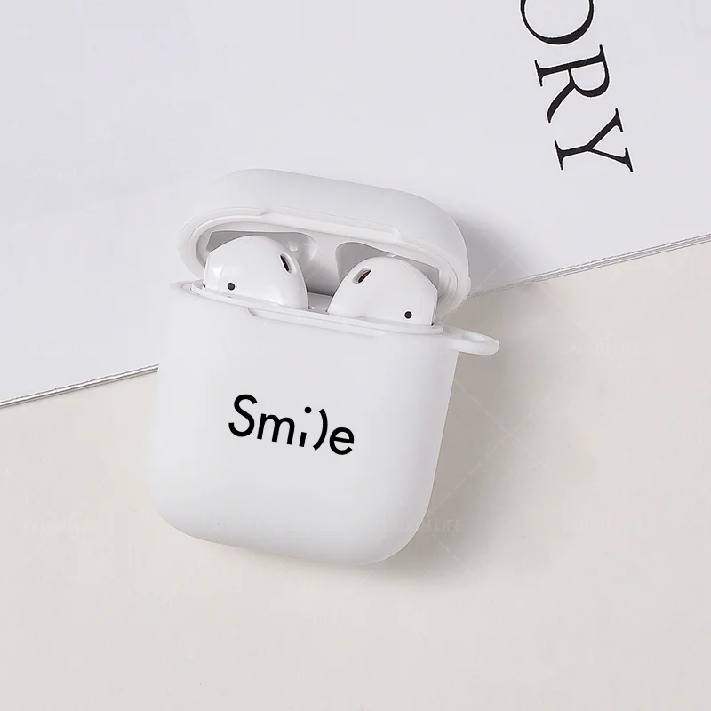 Чехол для зарядки наушников s для Apple Airpods 1 2 Bluetooth, беспроводной чехол для наушников, белый матовый чехол с буквами Air pods 2, чехол