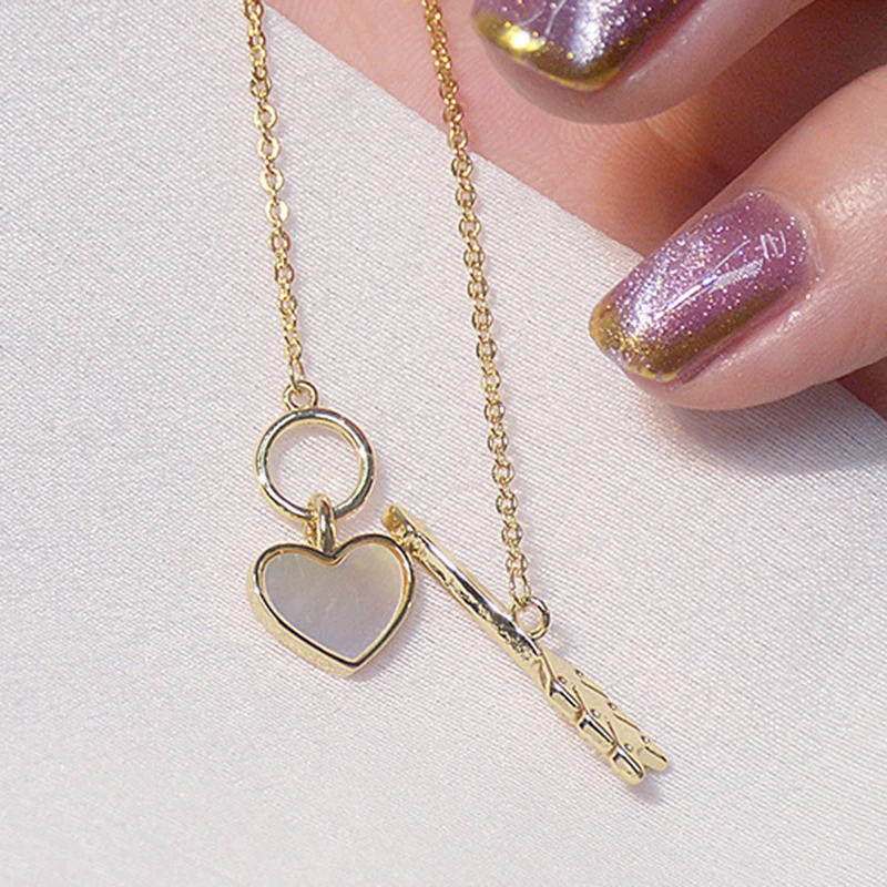 

2021 New Arrive Popular Design 14k Real Gold Cupid's Arrow Chain Necklace for Women Beautiful Jewelry Top Zircon Party Fine Gift