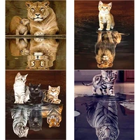 new 5d diy diamond painting shadow animal pictures diamond embroidery animal rhinestones full square round drill home decor gift