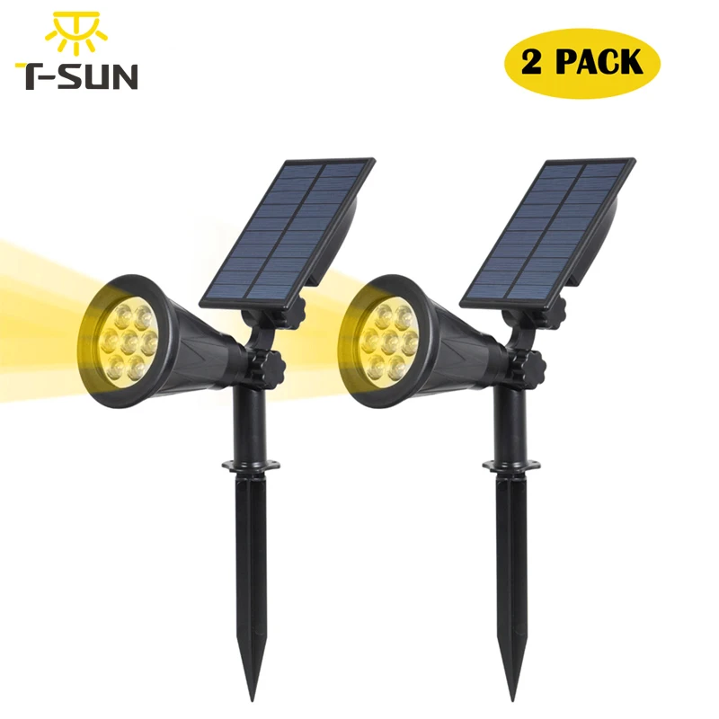 T-SUN, 2 шт. в упаковке, солнечный садовый Точечный светильник, Рождественский светильник, уличный для ландшафтного дизайна земли или настенного крепления, светодиодный садовый светильник