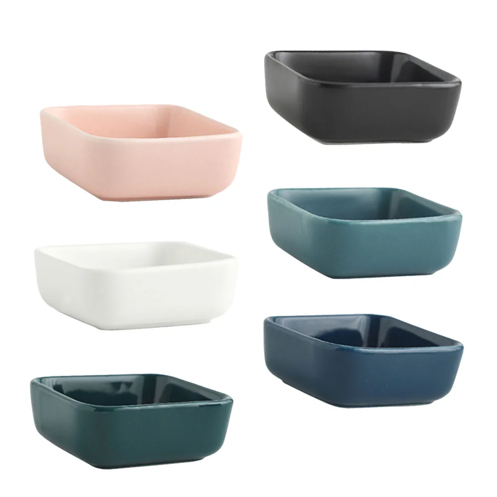 

6pcs Dip Dish Condiment Plates Flavored Sauce Vinegar Bowl Ceramic Plates