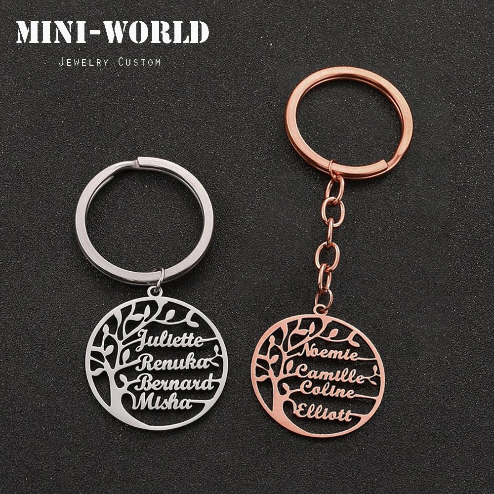 Mini-World Tree of Life Custom Keychain With 1-6 Name Personalized Jewelry Family Member Key ring The Best Gift For Mother Wife