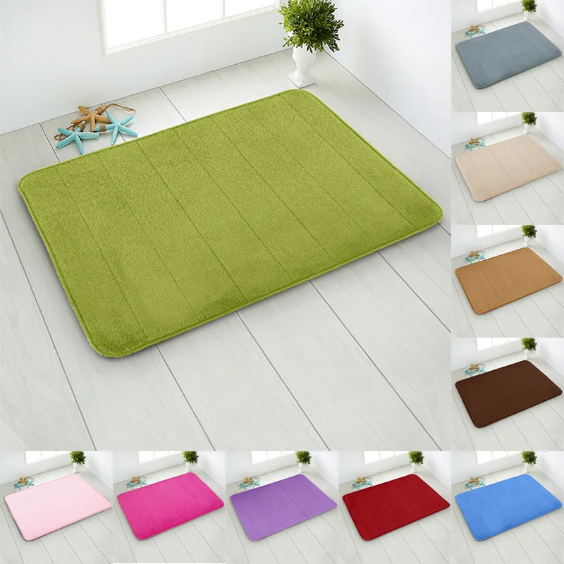 

Coral Fleece Bath Mat Thicken Home Bathroom Carpet Water Absorption Non-slip Memory Washable Foam Absorbent Rug Toilet Floor Mat
