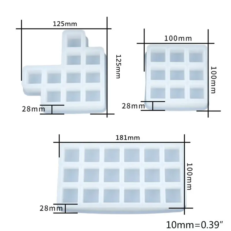 

D2TD Crystal Epoxy Resin Mold Square Checkered Lipstick Storage Box Casting DIY Mould
