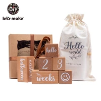 lets make log block baby milestone suit beech square letter safe non toxic newborn photography calendar baby photo accessories