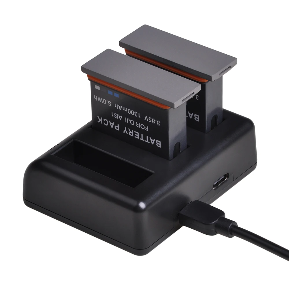 DuraPro 2 шт. 1300 мАч AB1 Замена батарейный блок камеры+ светодиодный 3-слоты USB Зарядное устройство для DJI Osmo AB1 пульт дистанционного управления для спортивной Камера