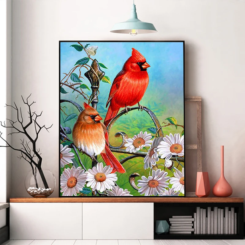 Пара птиц и пейзажной живописи по номерам пейзаж ручной работы масляные краски