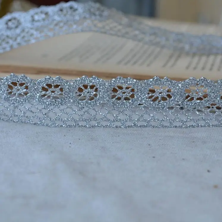 Кружевная лента для рукоделия серебристая 10 метров свадебной вечеринки