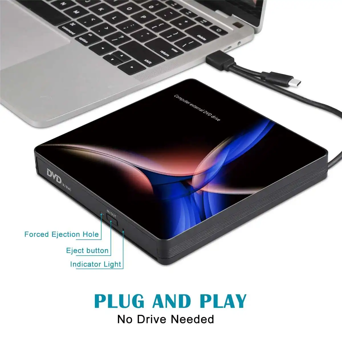 Внешний DVD привод Оптический привод USB 3,0 type-C высокоскоростной CD rom плеер CD-RW записывающее устройство для ноутбука