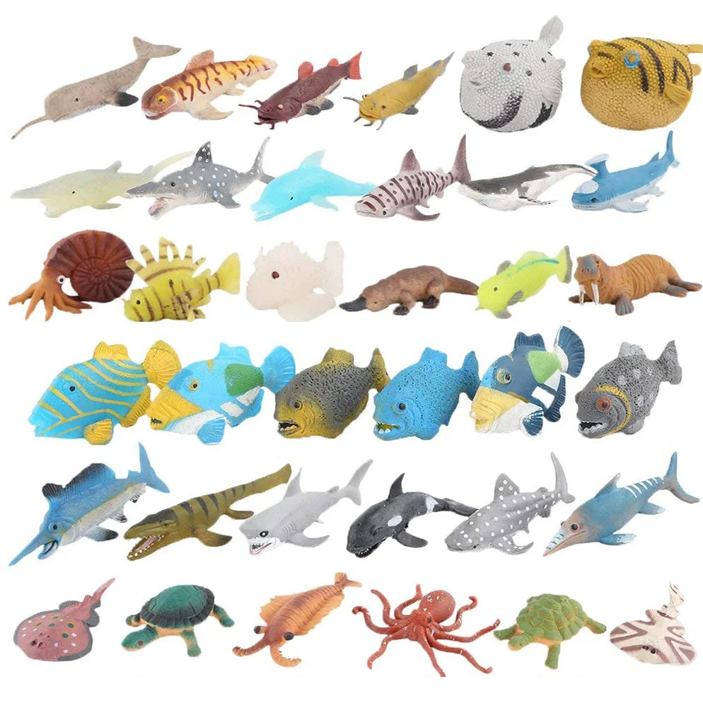 Мягкие игрушки модели морских животных резиновые акулы Осьминог рыбы пуффер