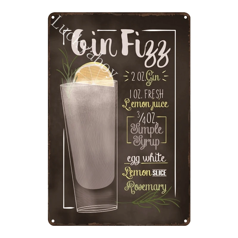 [Luckyaboy] мартини Мохито Коктейльные винтажные жестяные знаки настенная табличка