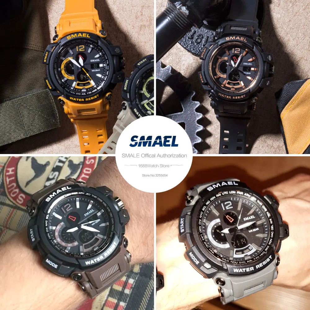 SMAEL Military Sport Watch for Men Luminous Chronograph Quartz Digital Watches 5 Bar Waterproof Wristwatch часы мужские relogio |