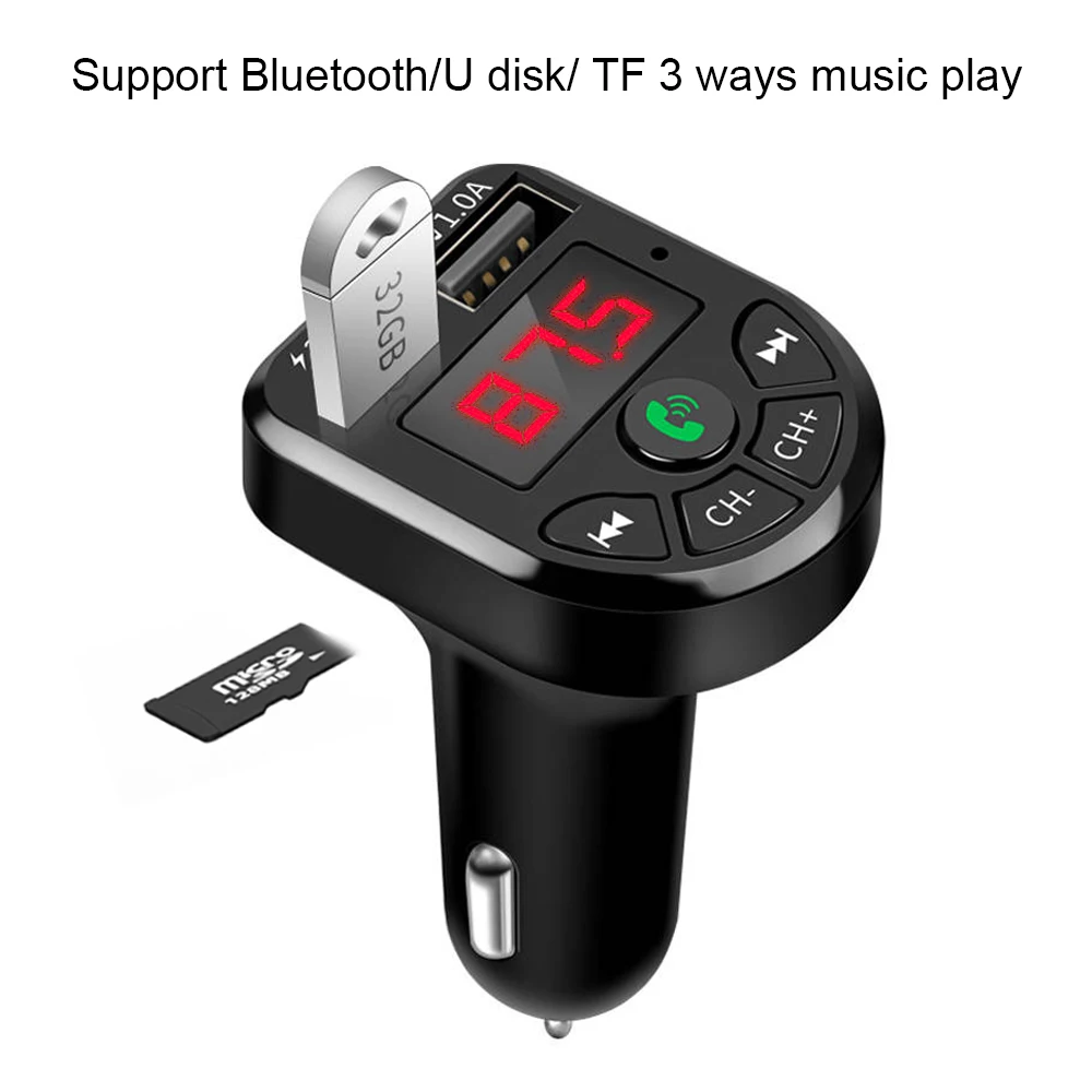 

FM Transmitter Bluetooth 5.0 Car Bluetooth FM Transmitter MP3 Player with 1.1" Display Dual USB(1A/3.1A) Supports TF/USB Input