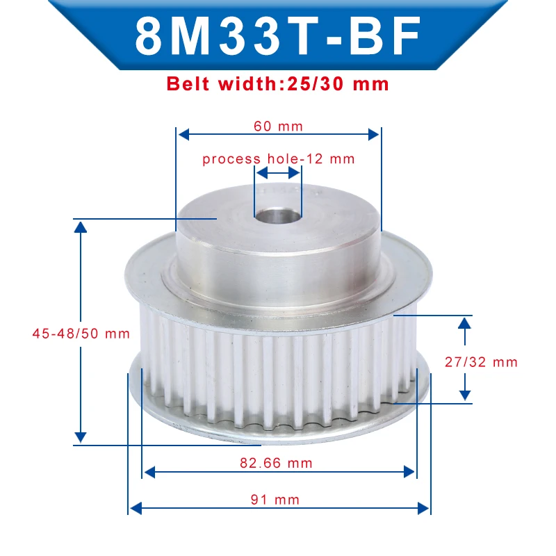Шкив для ремня 8M-29T/31T/32T/33T ширина слота 27/32 мм шероховатое отверстие колеса 12