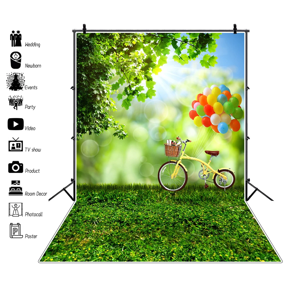Виниловый фон для фотосъемки с изображением весеннего цветка зеленого парка