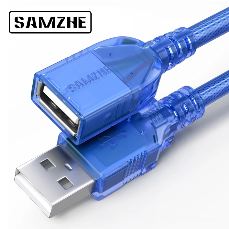 SAMZHE USB 2,0 Удлинительный кабель, плоский Удлинительный Кабель AM/AF для ПК, ТВ, PS4, компьютера, ноутбука, удлинитель - изображение