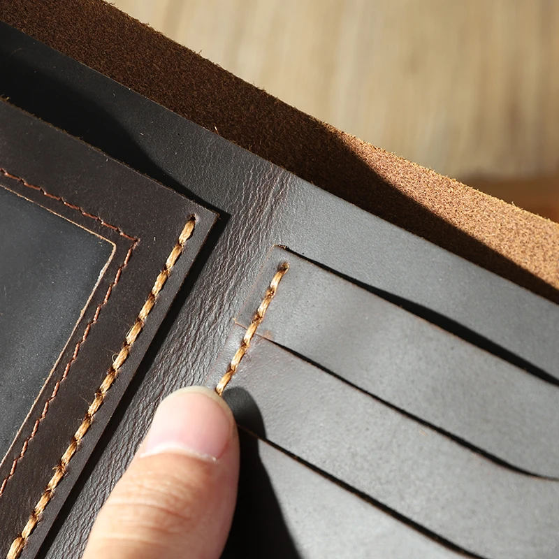 2019 original handmade light luxury men's short leather multi-card wallet can put photos to send friends surprise gifts | Багаж и