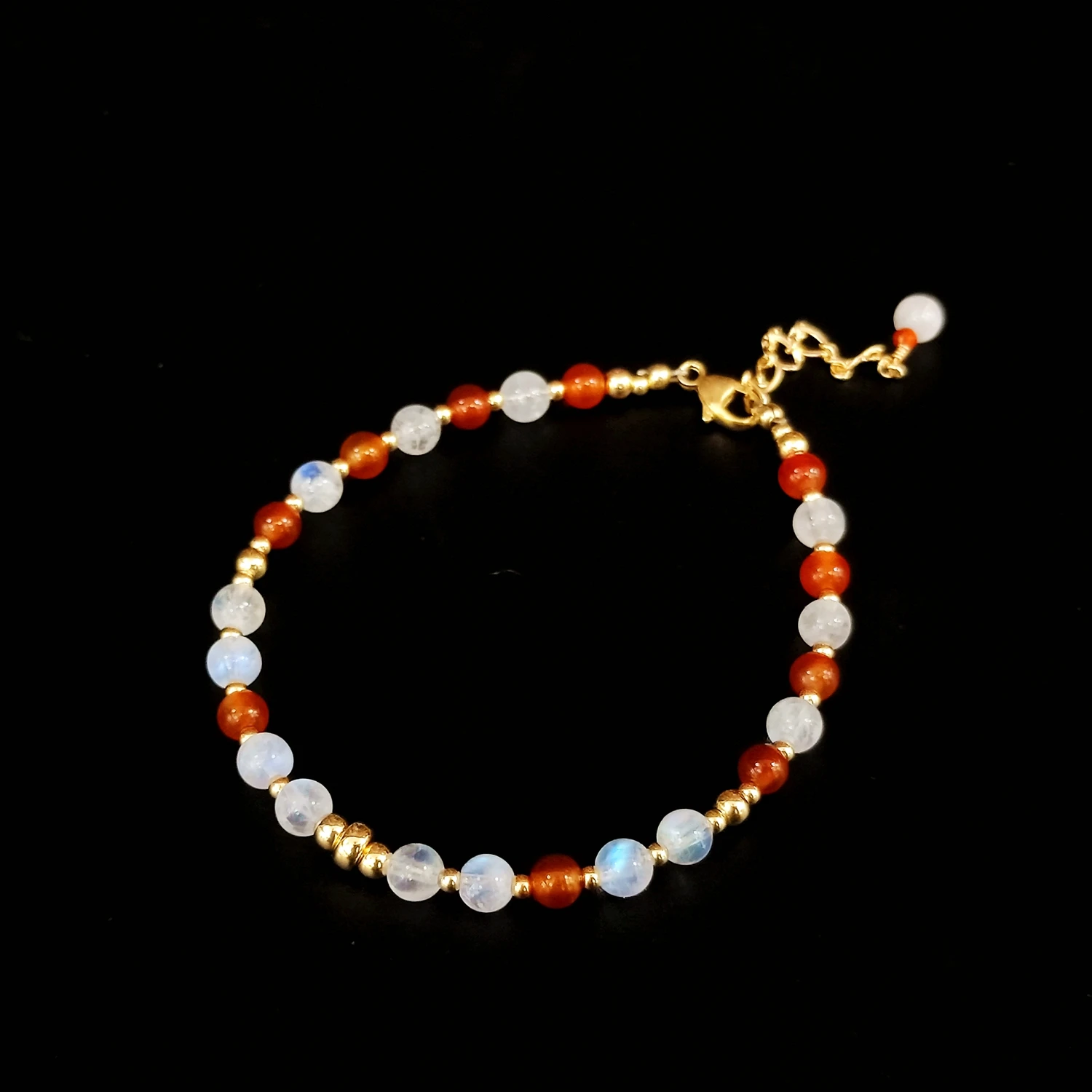 

Lii Ji Carnelian Moonstone Austrian Crystal 14K Gold Filled Bracelet 17+3cm Natural 4mm Stone Handmade Jewelry For Women Gift