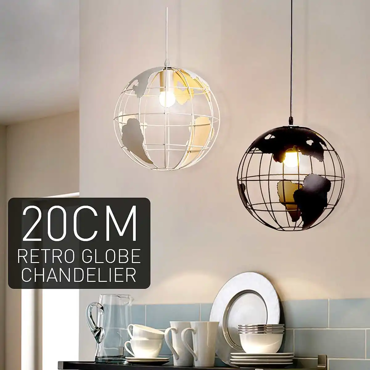 

Nordic Minimalist Globe Chandelier Vintage Iron Ceiling Light E27 Pendant Lamp for Restaurant Bar Cafe Shop Bedroom Living Room