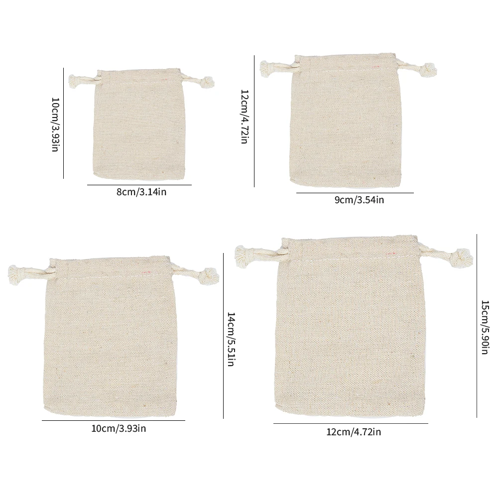 

50Pc Cotton Linen Jute Bag Drawstring Gift Bag Burlap Packing Pouches Jewelry Christmas Gift Pouch For Home Party Packaging Tool