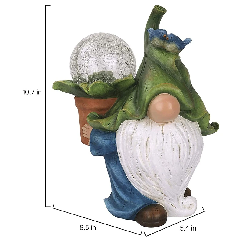 

Garden Dwarf Statue-Resin Dwarf Carrying Magic Ball and Solar LED Lights, Outdoor Courtyard Lawn Porch Decoration