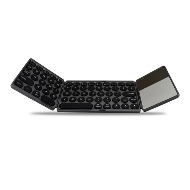 

2022 hot sale retro round keycap touch bluetooth foldable mini wireless keyboard supports multi-platform use