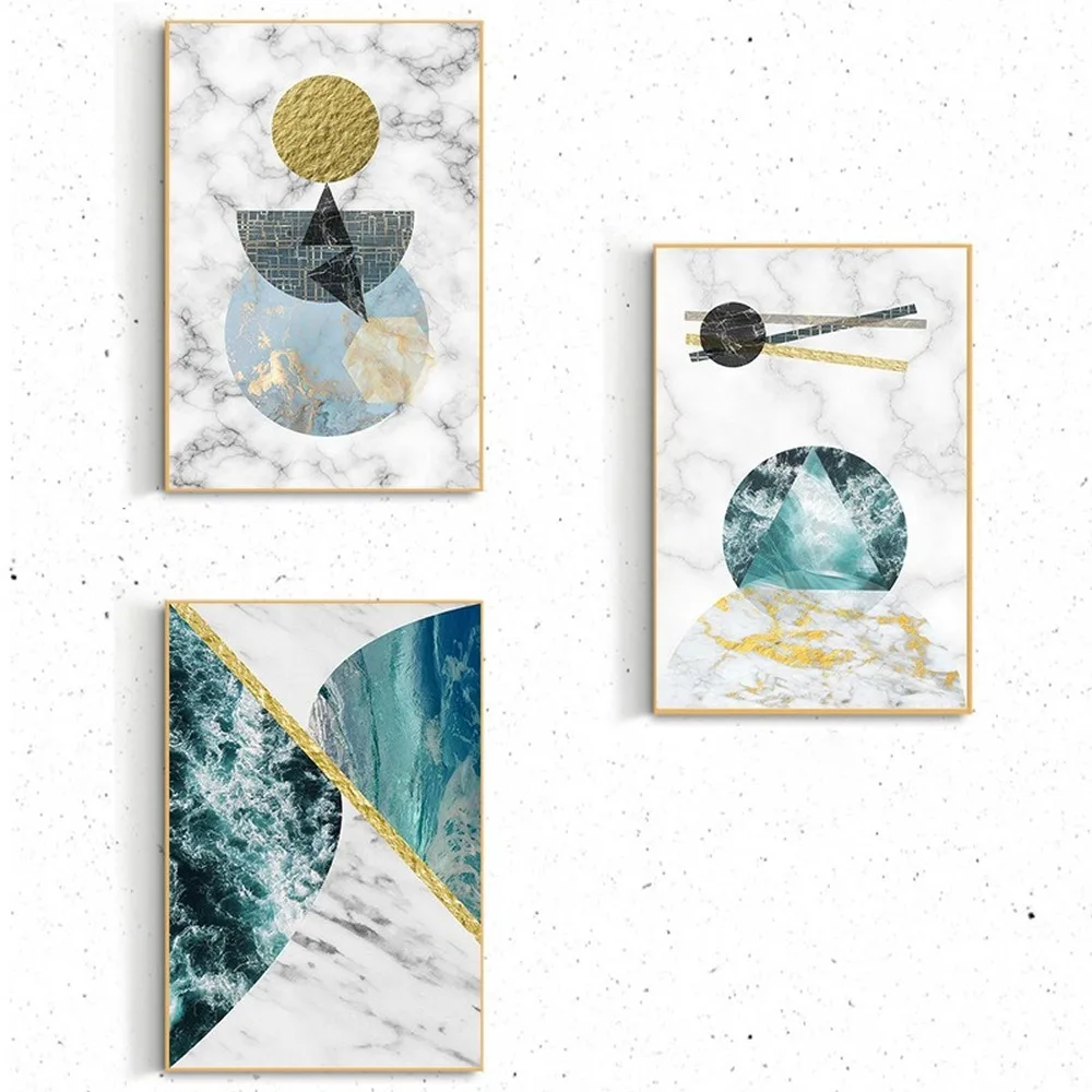 Европейская абстрактная Геометрическая мраморная круглая настенная Картина на