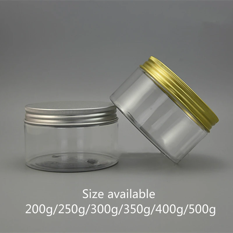 

150g 200g 250g 300g 350g 400g 500g Plastic Clear Jar Empty Cosmetic Cream Lotion Refillable Container Candy Tea Bottle 10pcs