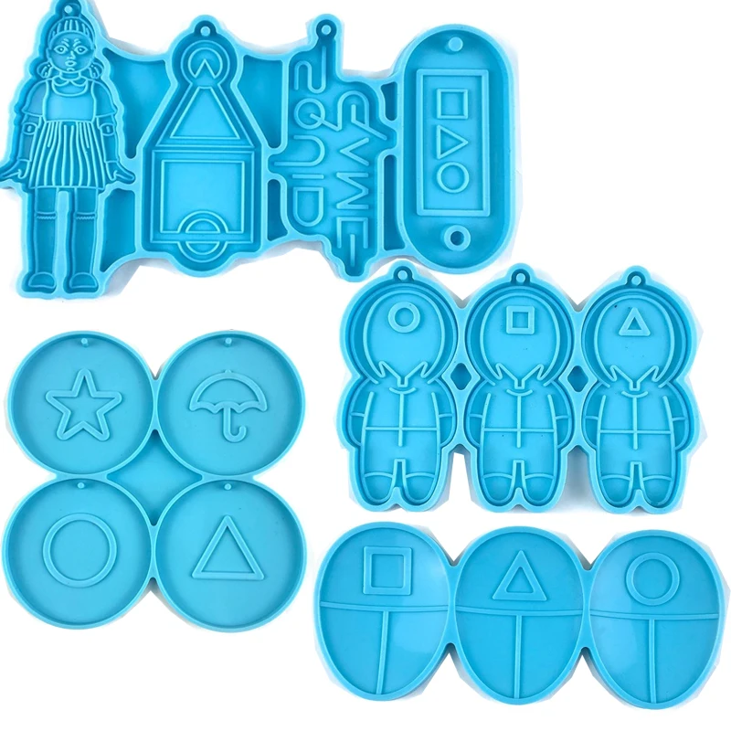 

Squid Game Masked Man Keychain Epoxy Mould Sugar Biscuit Wooden Doll DIY Handmade Project Jewelry Decoration Accessories