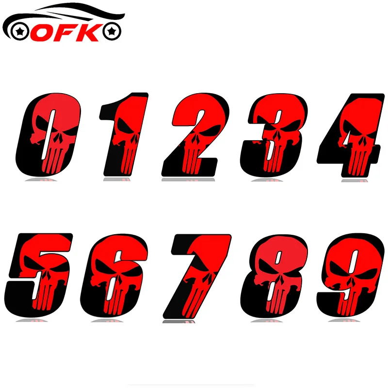 

Racing Number Skull Motorcycle Car Sticker Decal To Cover Scratches Sunscreen Waterproof PVC.