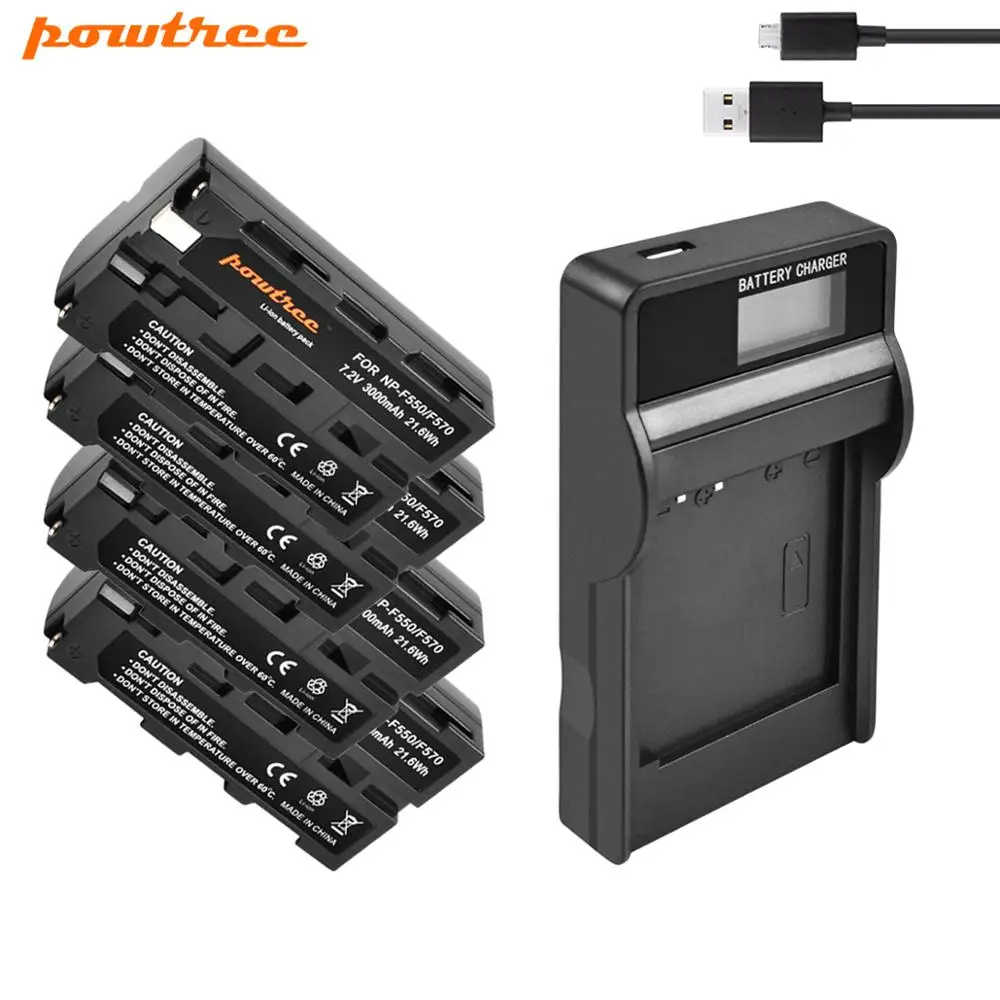 4 Pack Battery Для Sony NP-F550 Батарея+ ЖК-дисплей Зарядное устройство для Sony NP F550 NP-F550 NP-F330 NP-F530 NP-F570 NP-F730 NP-F750 Hi-8 GV-D200 L10 - Цвет: 4 Pack Battery