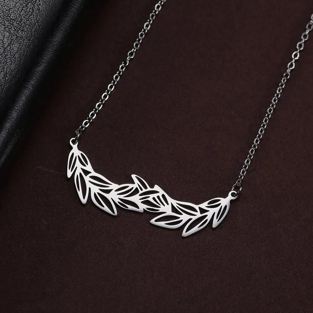 Колье-чокер из нержавеющей стали 316L с листьями оливы и ветки мира подарок для