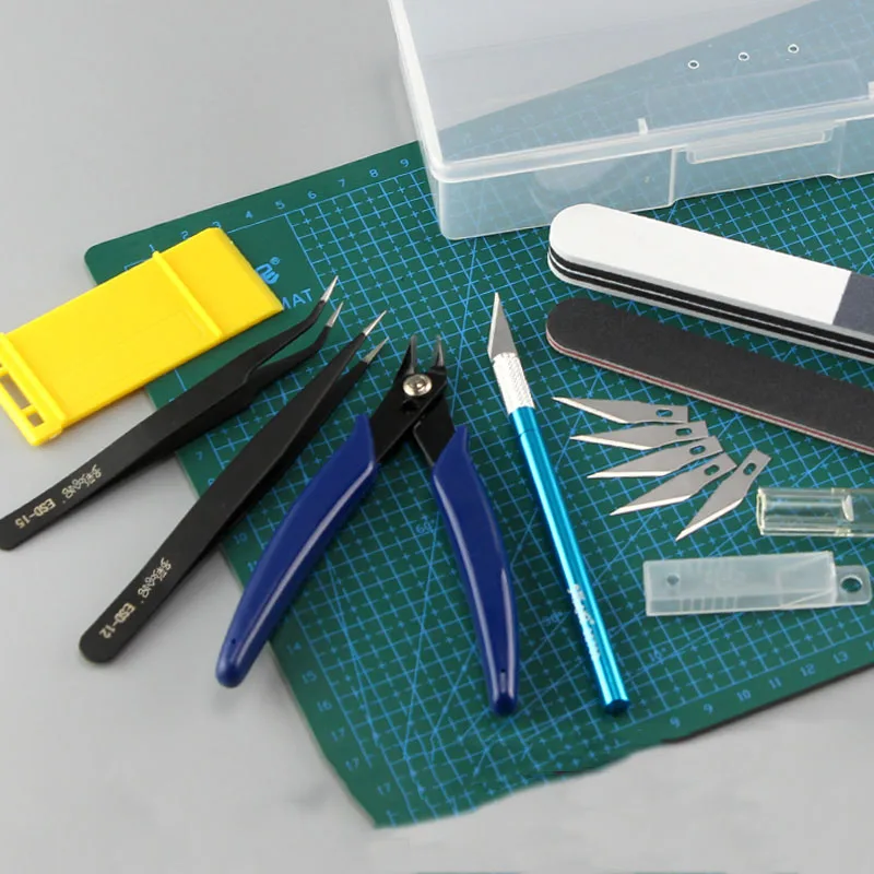 Model Tool Combination Element Group Scissors Pencil Knife Tweezers Electric Grinder Ruler Polished A4 Cutting Pad