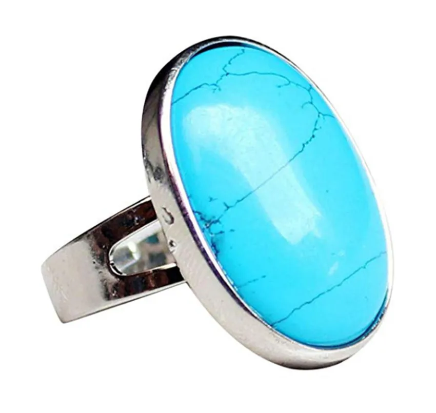 FYJS уникальные ювелирные изделия Посеребренная овальная форма Синий Бирюзовый