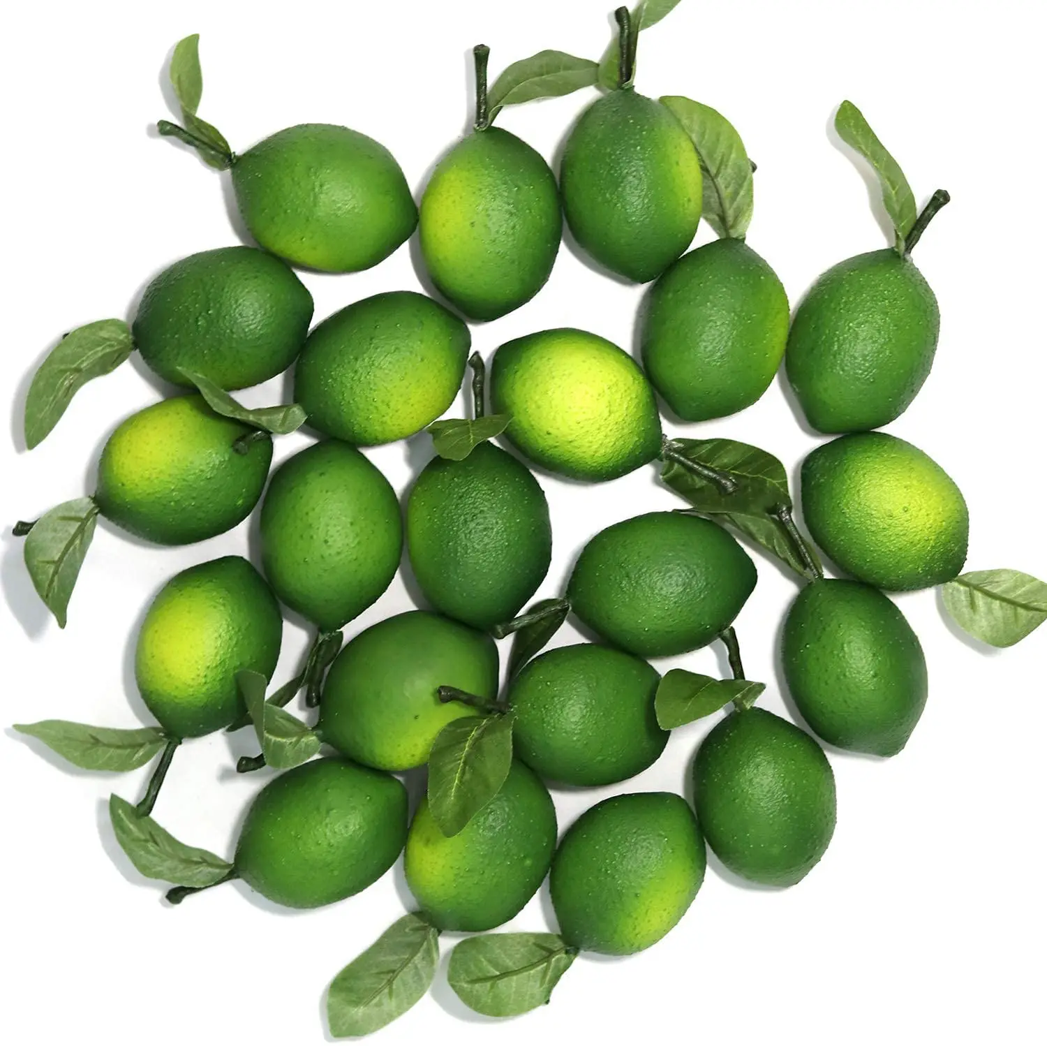

WangLaap 20Pcs Green Artificial Lemons Simulation Fruit Lifelike with Leaves Fake Limes for Home Kitchen Table Decor