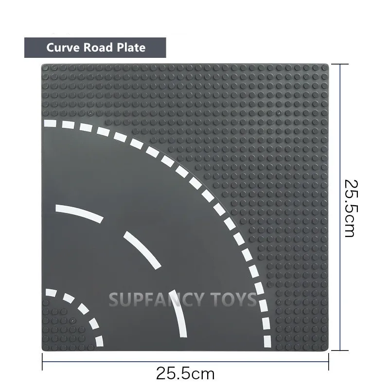

City Road Street Baseplate Straight Crossroad Curve Splicing Baseboard DIY Creator Bricks Base Plate Building Blocks Kids Toys