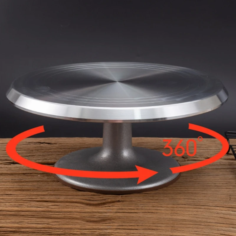 

10" Cake Decorating Turntable Round 360 Rotating Stainless Steel Cake Stand K3NA