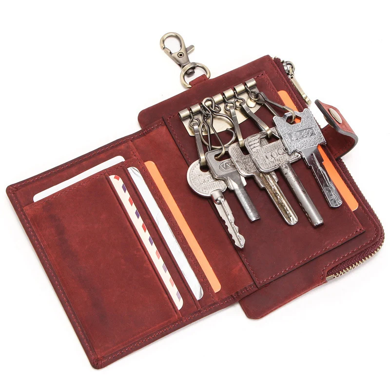 

Vintage Key Case Men Wallet Small Money Bag for Men Cow Leather Purse Hasp RFID Male Wallets Short Men Coin Purse Clutch Wallet