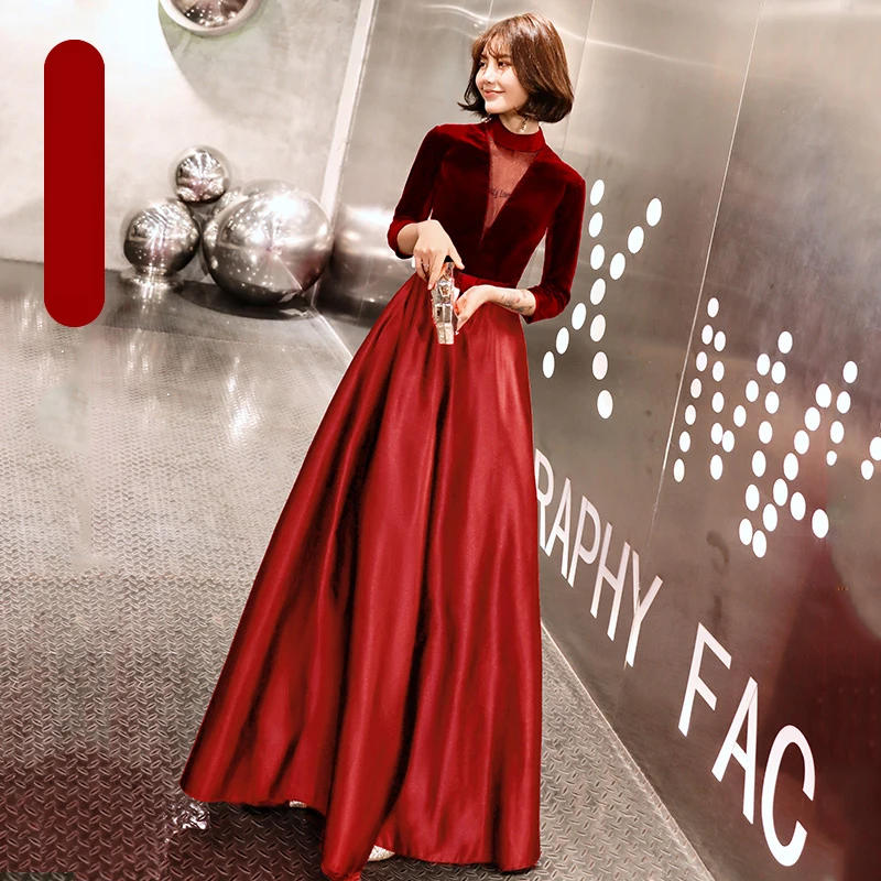 

New V-Neck Evening Dress Long Black Three Quarter Satin Backless Sexy Dress Fashion A-Lline Queen Prom Party Evening Gowns WAYJ